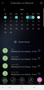 calm calendario historial