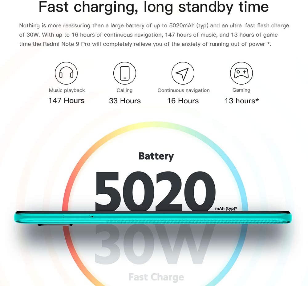 Xiaomi Redmi Note 9 Pro batería con carga rápida