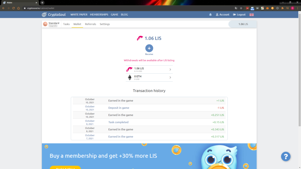 Cobrar LIS a metamask
